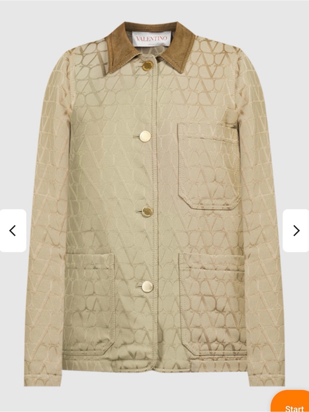 Valentino Beige Quilted Utility Jacket with Brown Collar